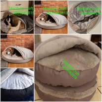 Examples of Martha’s hooded snuggler beds
